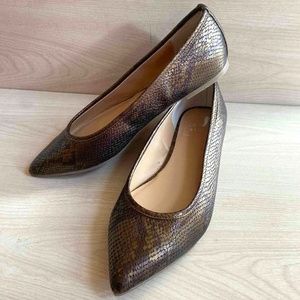 Kaari Blue 6 W Copper Brown Snake Skin Flats